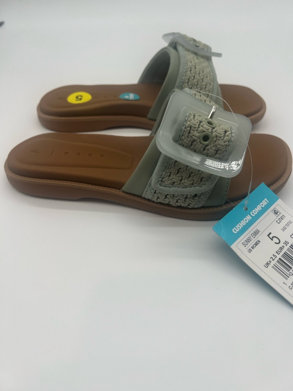 REEF Women’s Sunny Emma Sage Textile Slip On Sandals SZ 5